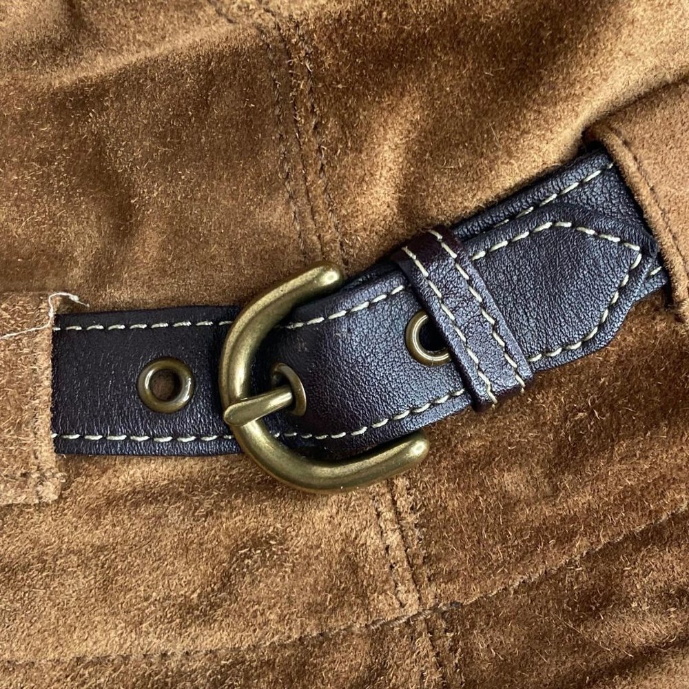 Coach Brown Suede Bucket Hat with Dark Brown Leather Strap - Picture 8 of 11